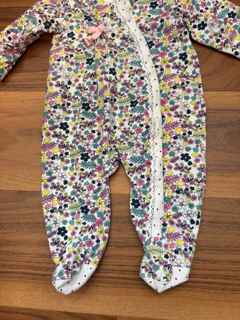 Jessica Simpson Floral Footed Sleeper, 3-6M - Picture 3 of 4